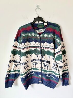 Vintage Northern Reflections Scenic Knit Cardigan Sweater